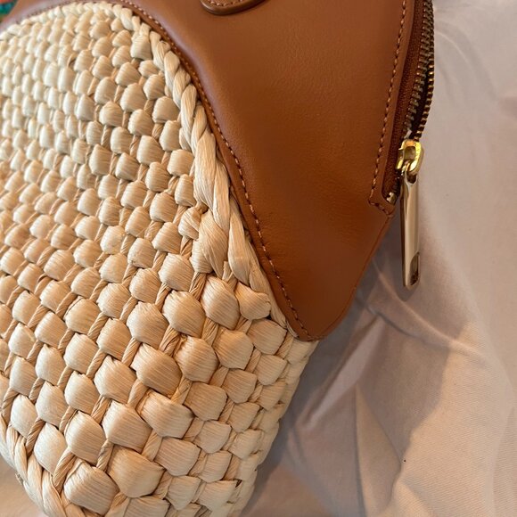 Talbots Leather & Straw Handbag -- Woven -- New With Tags - Picture 6 of 12